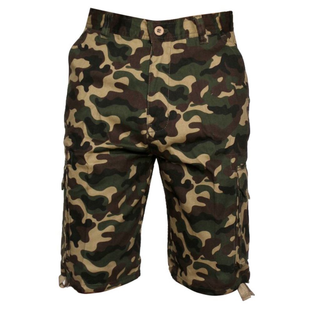 Men's Cargo Camo Shorts Color Cotton Pocket Relaxed Fit Deluxe Green